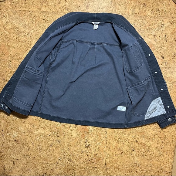 Duluth Trading Company Wm’s Fire Hose Ltd. Denim Shirt Jacket Faded Black Sz XS - Picture 8 of 12